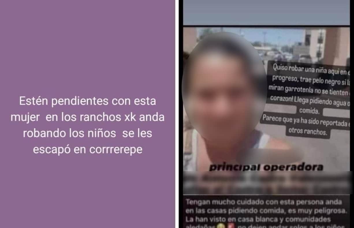 Cara de mujer difuminada tras ser acusada de robo de niños