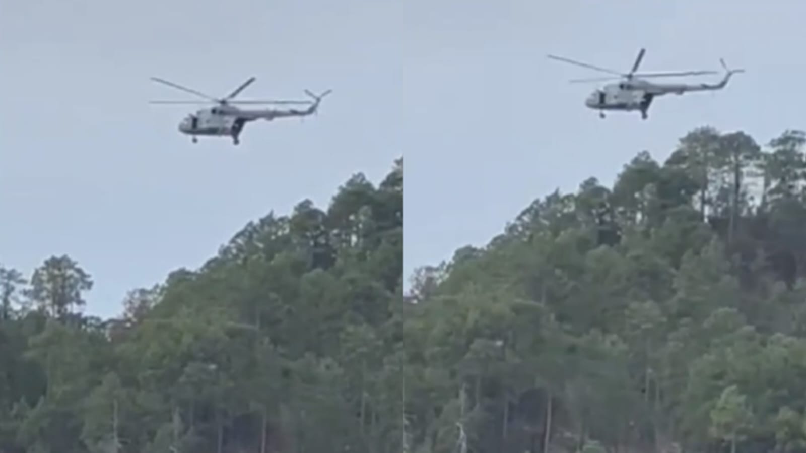 Helicóptero militar sobrevolando