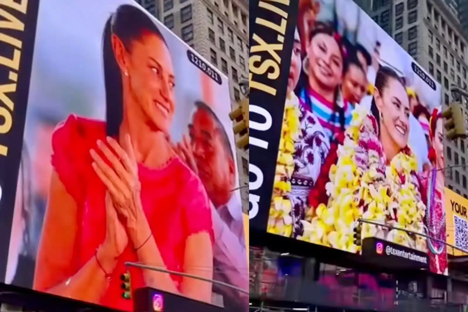 Imagen de Claudia Sheinbaum se proyectó en Times Square de Nueva York
