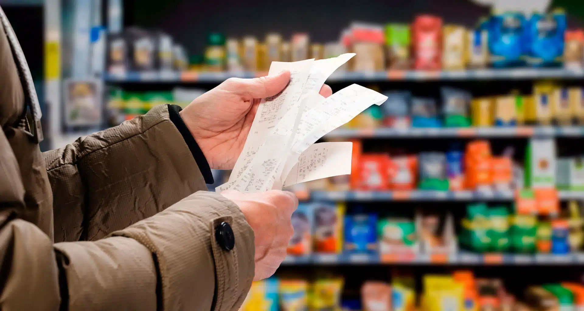 Mujer revisando compras en supermercados