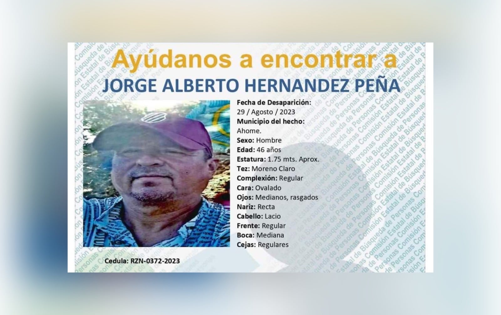 Ficha de búsqueda de una persona