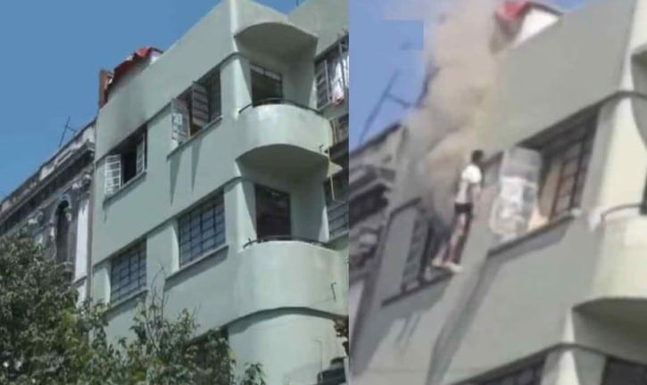 Joven cae de tercer piso de edificio tras incendio en CDMX