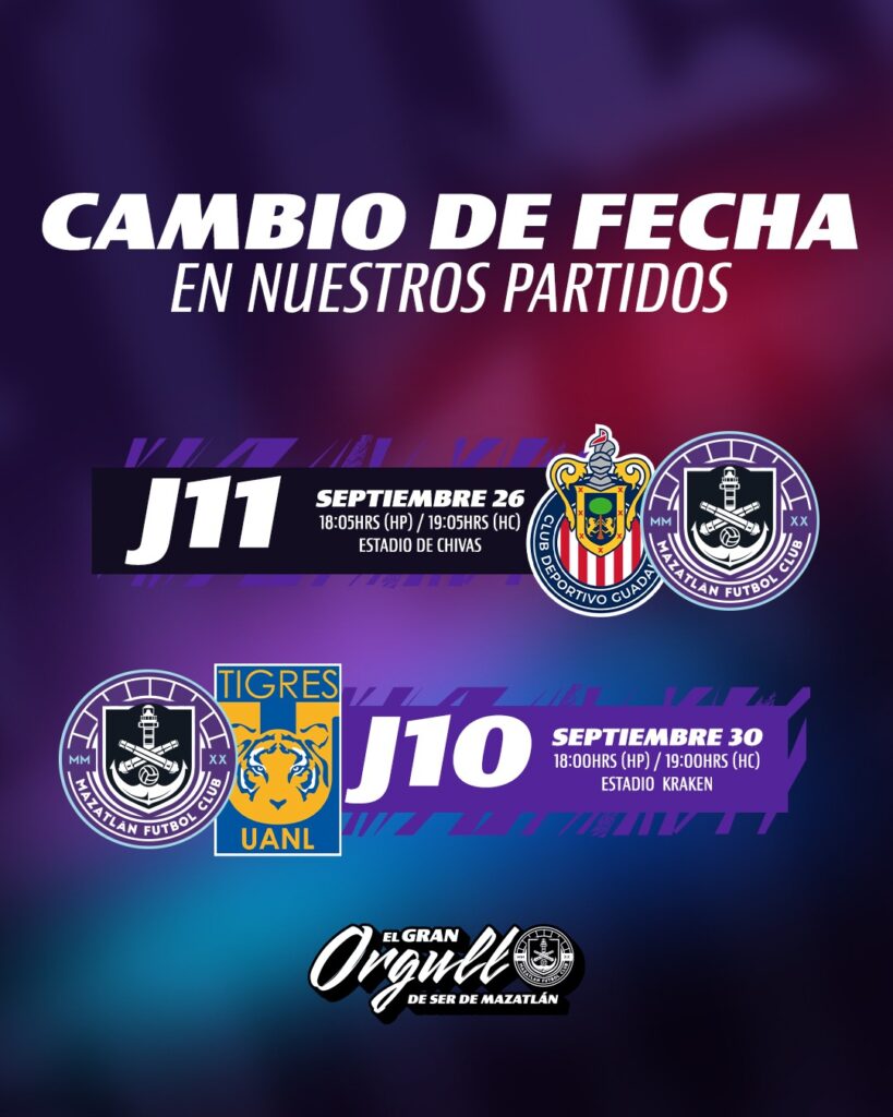 Letras, logotipos y horarios de 2 partidos de la liga MX