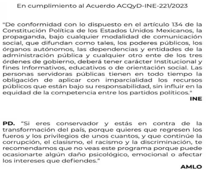 Mensaje INE y AMLO