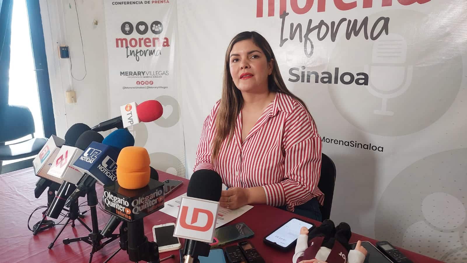 Merary Villegas en rueda de prensa
