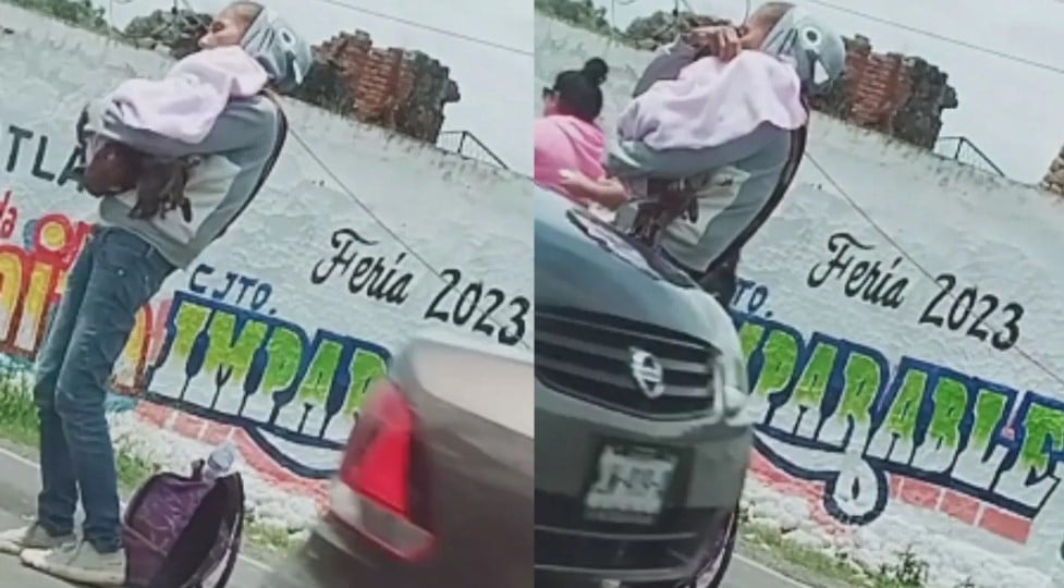 Mujer finge que perrito es un bebé para pedir limosna