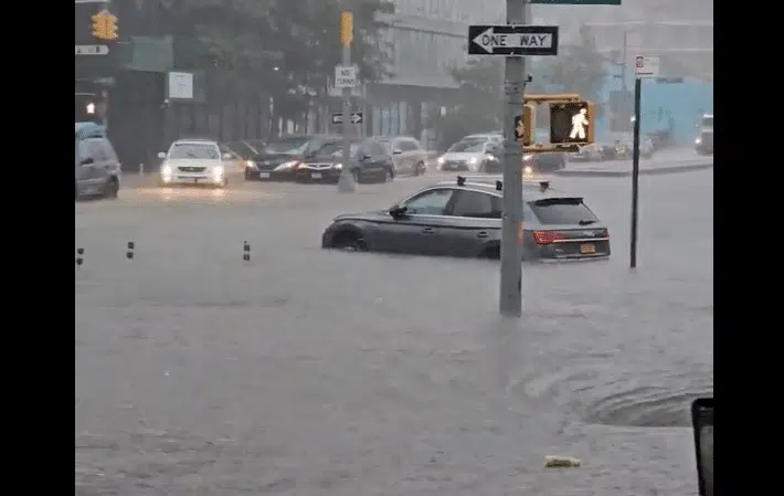 Calles inundadas en Nueva York
