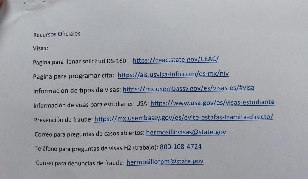 Lista de links de páginas de internet de visas