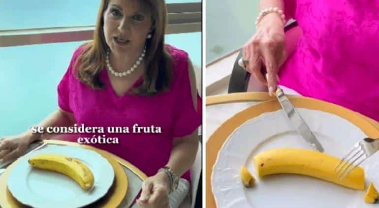 La forma elegante de comer plátano
