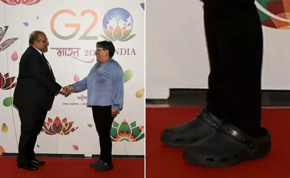 Raquel Buenrostro aparece en Crocs durante gira por la India