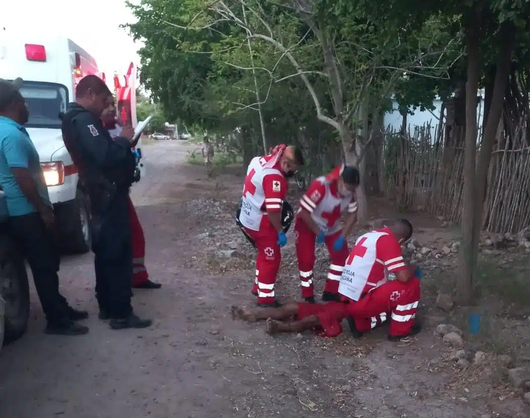 Paramédicos de Cruz Roja brindaron los primeros auxilios a lesionado.