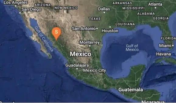 Mapa de México con un indicador de sismo
