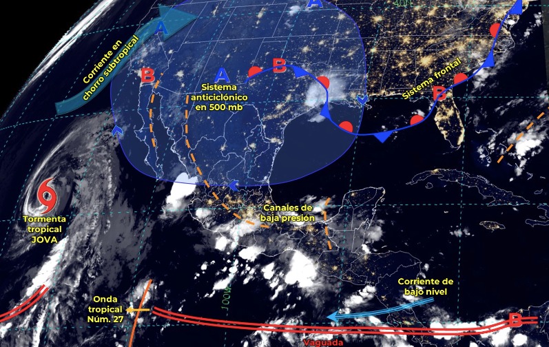 Mapa de sistemas meteorológicos activos