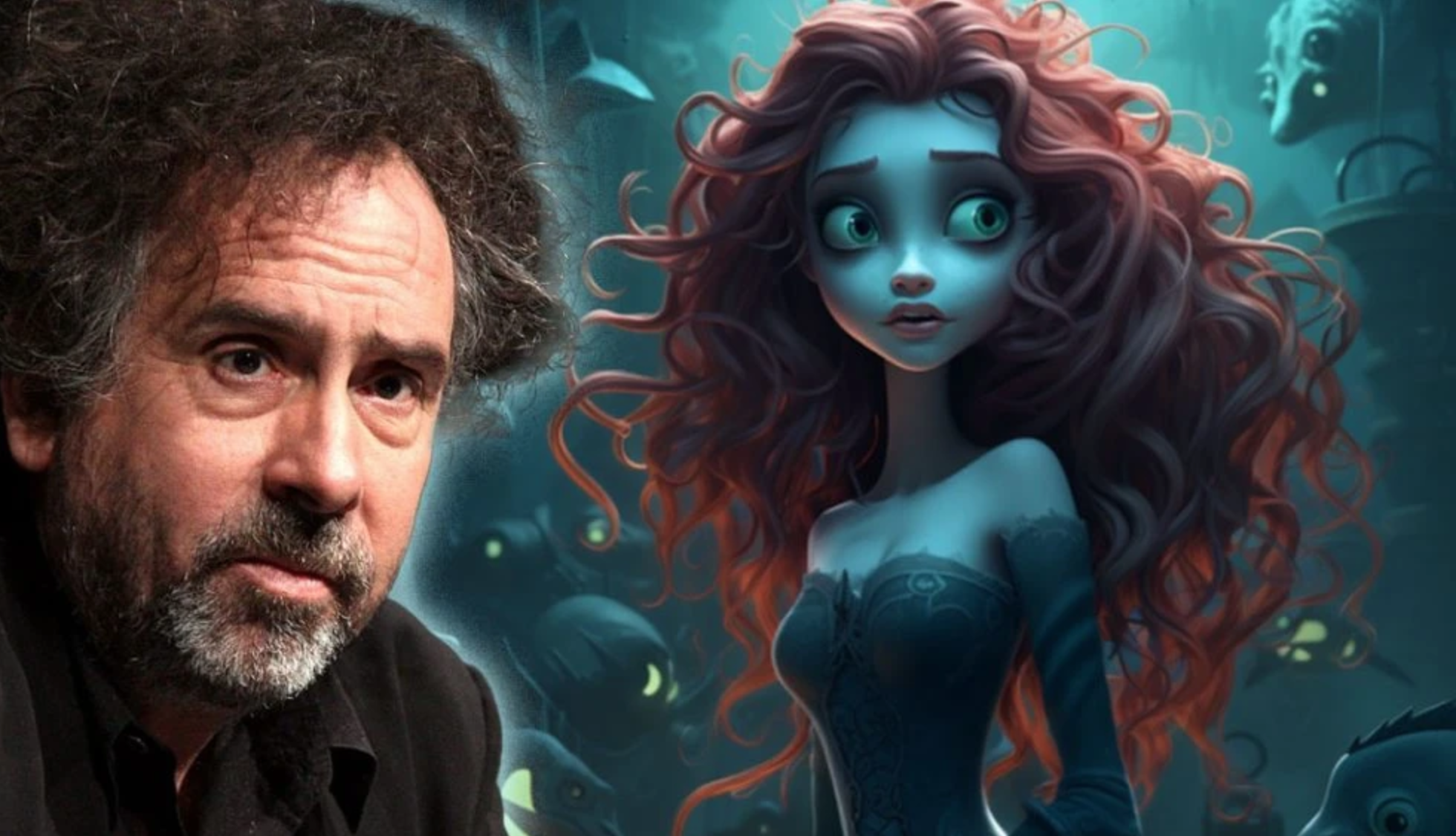 La sirenita con el estilo de Tim Burton