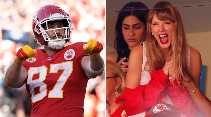 The Playoffs » Vendas de camisetas de Travis Kelce sobem quase 400% com  presença de Taylor Swift no Arrowhead » The Playoffs