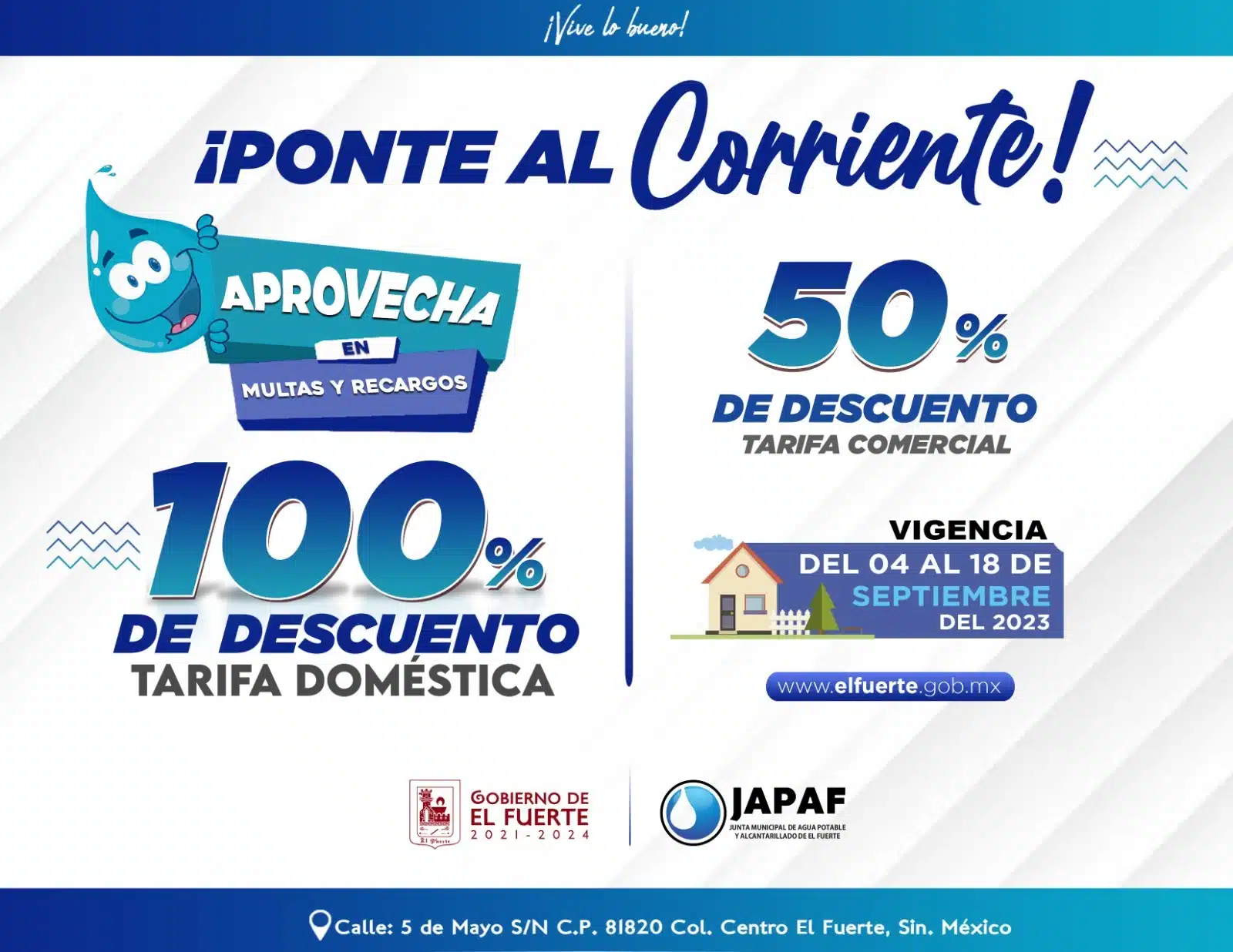 ¡Atención! Japaf lanza campaña de regularización de adeudos para todos sus usuarios en El Fuerte 