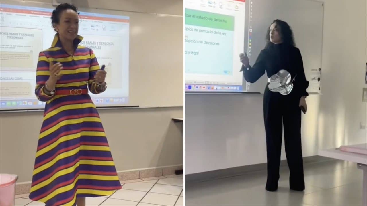 La maestra de Derecho luciendo sus outfits