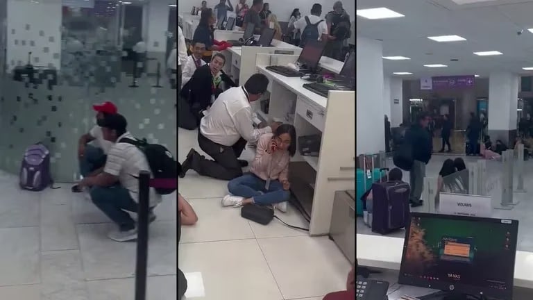 Momento de la balacera en el AICM