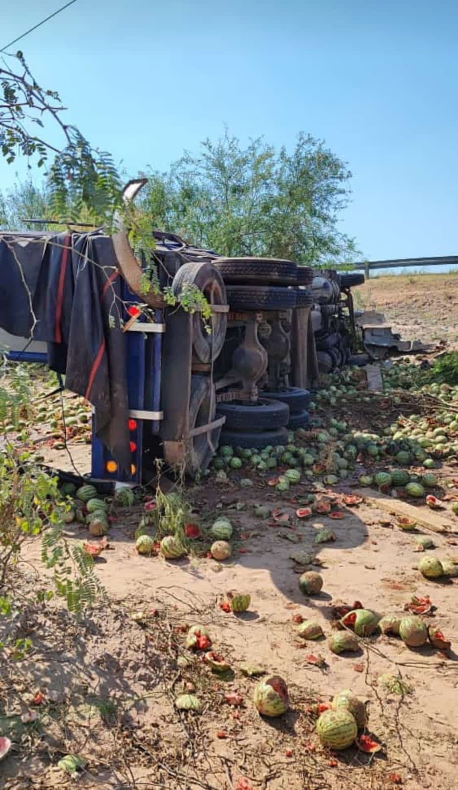 Volcadura de torton con sandías