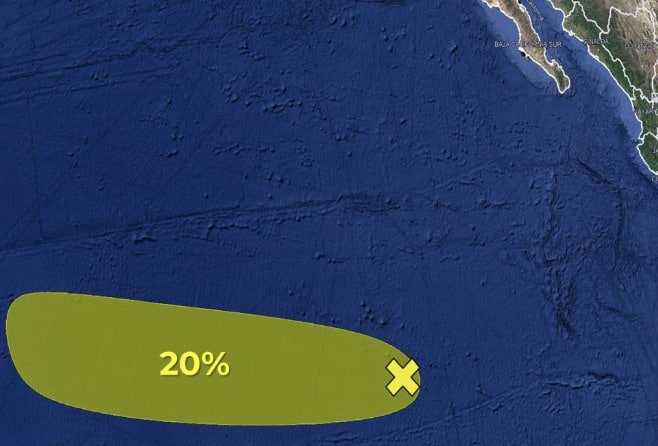 Un ovalo color verde con un 20 y una tacita en el mar