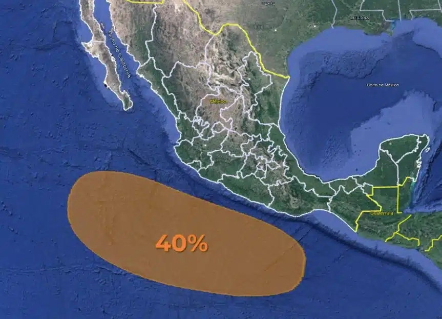 Mapa de México y a un lado un ovalo anaranjado con un 40% adentro de él