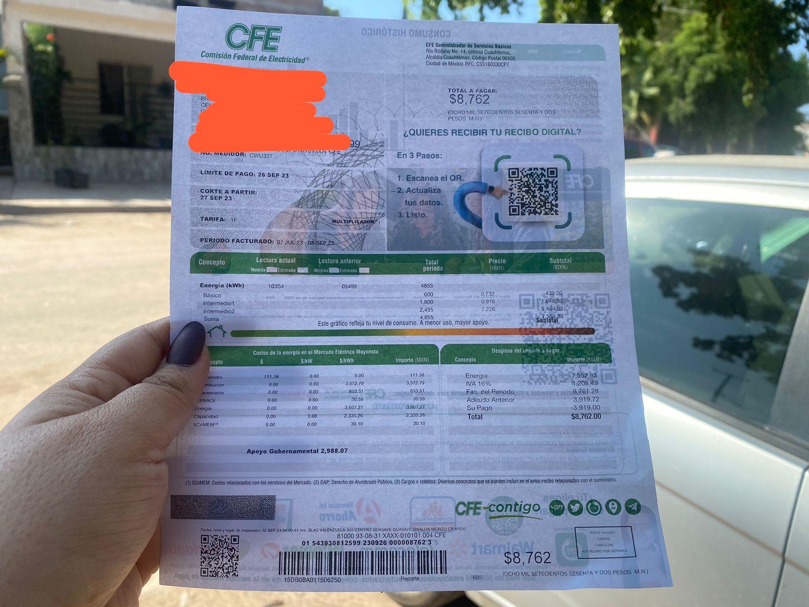 Recibo de luz de la CFE