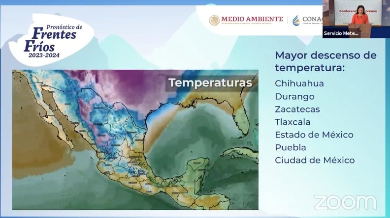 Mapa de México de frentes fríos