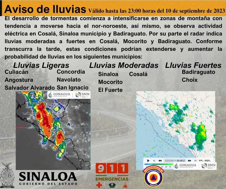 Imagen que indica en donde lloverá