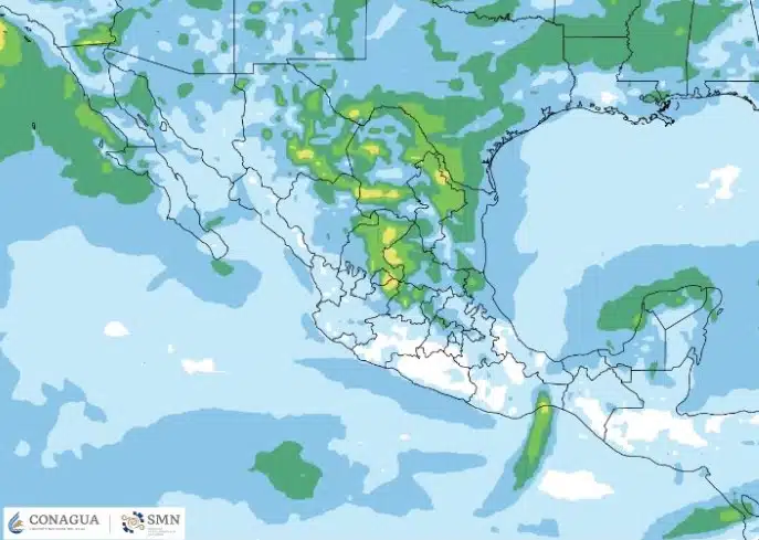 Mapa de México que indica frente frió