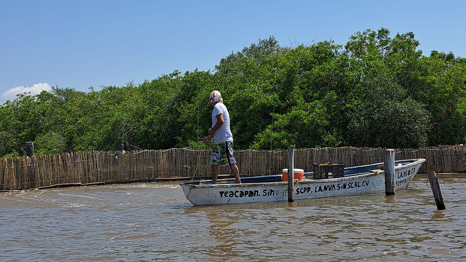 persona realizando pesca de camarón