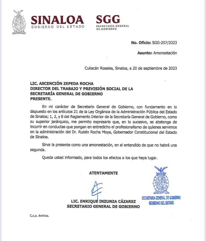 sanción en contra de Ascención Zepeda Rocha