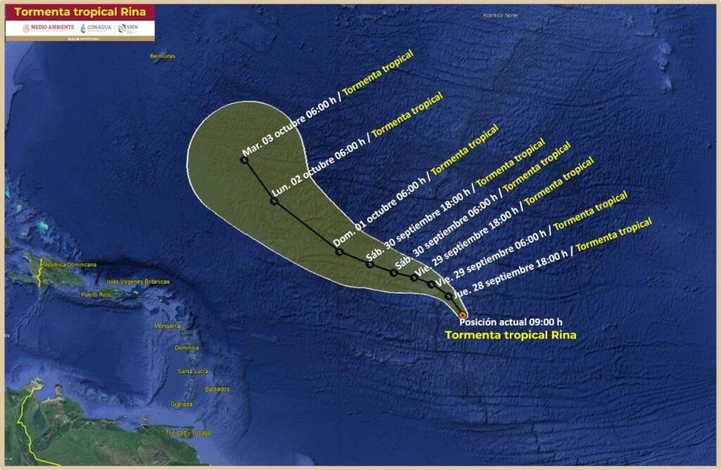 trayectoria de tormenta tropical