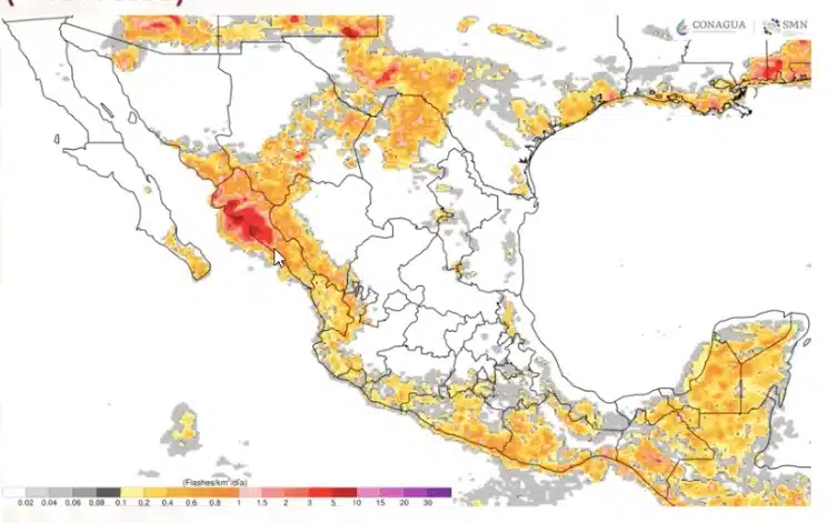 Mapa de México que muestra lluvias
