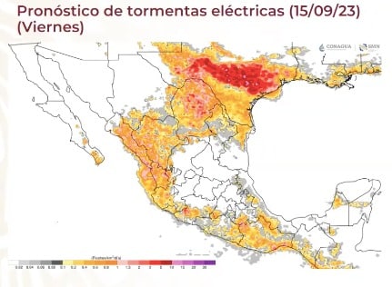 Mapa de México que muestra lluvias
