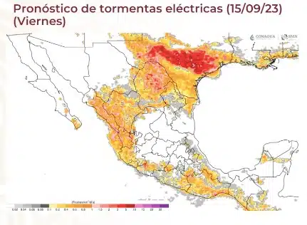 Mapa de México que muestra lluvias