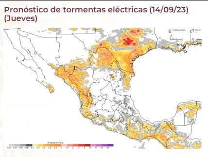 Mapa de México que muestra lluvias