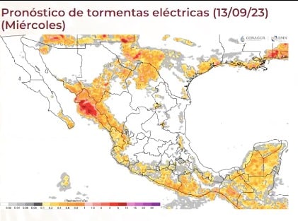 Mapa de México que muestra lluvias