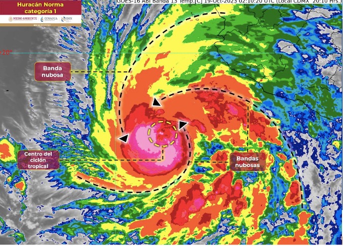 Imagen del huracán Norma en el Pacífico mexicnao