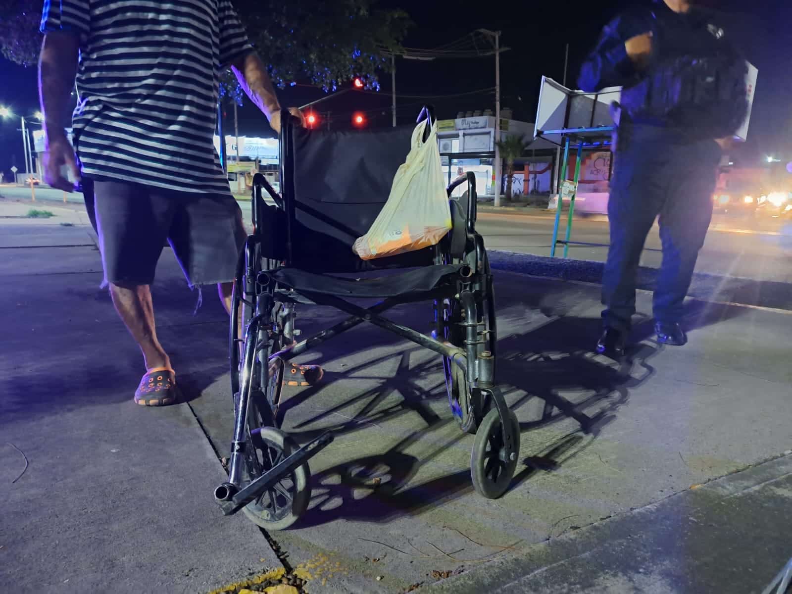 Silla de ruedas en la que Ramón pedía dinero
