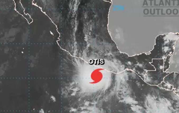 Imagen de satélite que ubica al huracán Otis frente a Guerrero