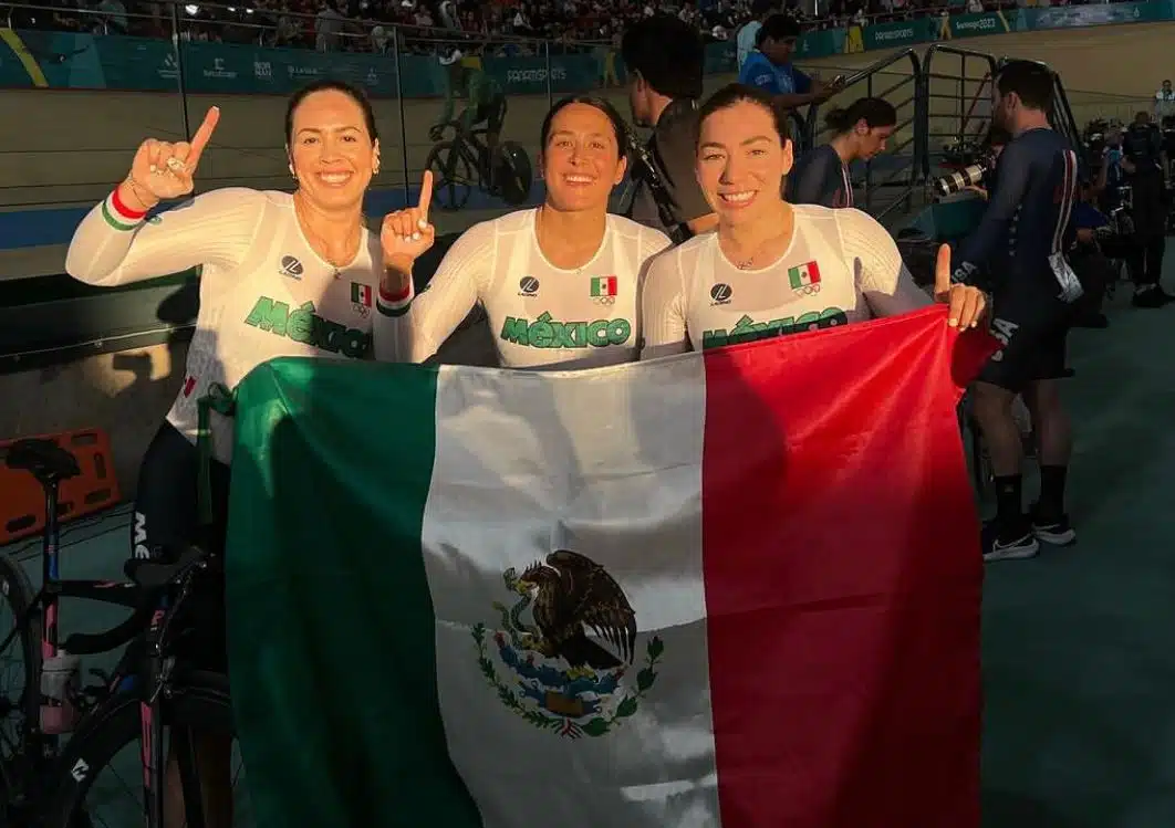 Luz Daniela Gaxiola (Culiacán), Jessica Salazar (Guadalajara) y Yuli Verdugo (La Paz), ciclistas mexicanas
