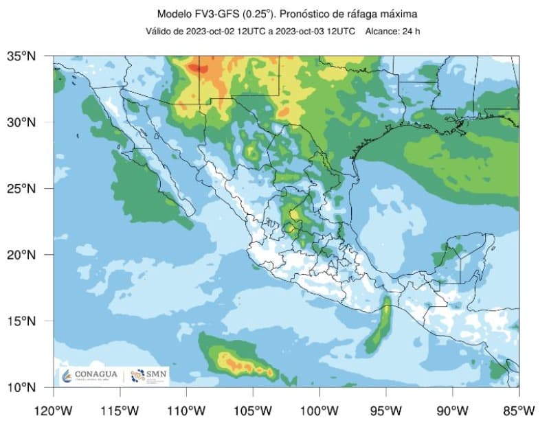 Pronóstico climatológico para México por el cuarto frente frío