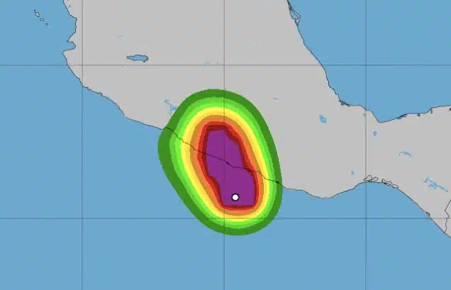 Ubicación del huracán Otis, cerca de Guerrero