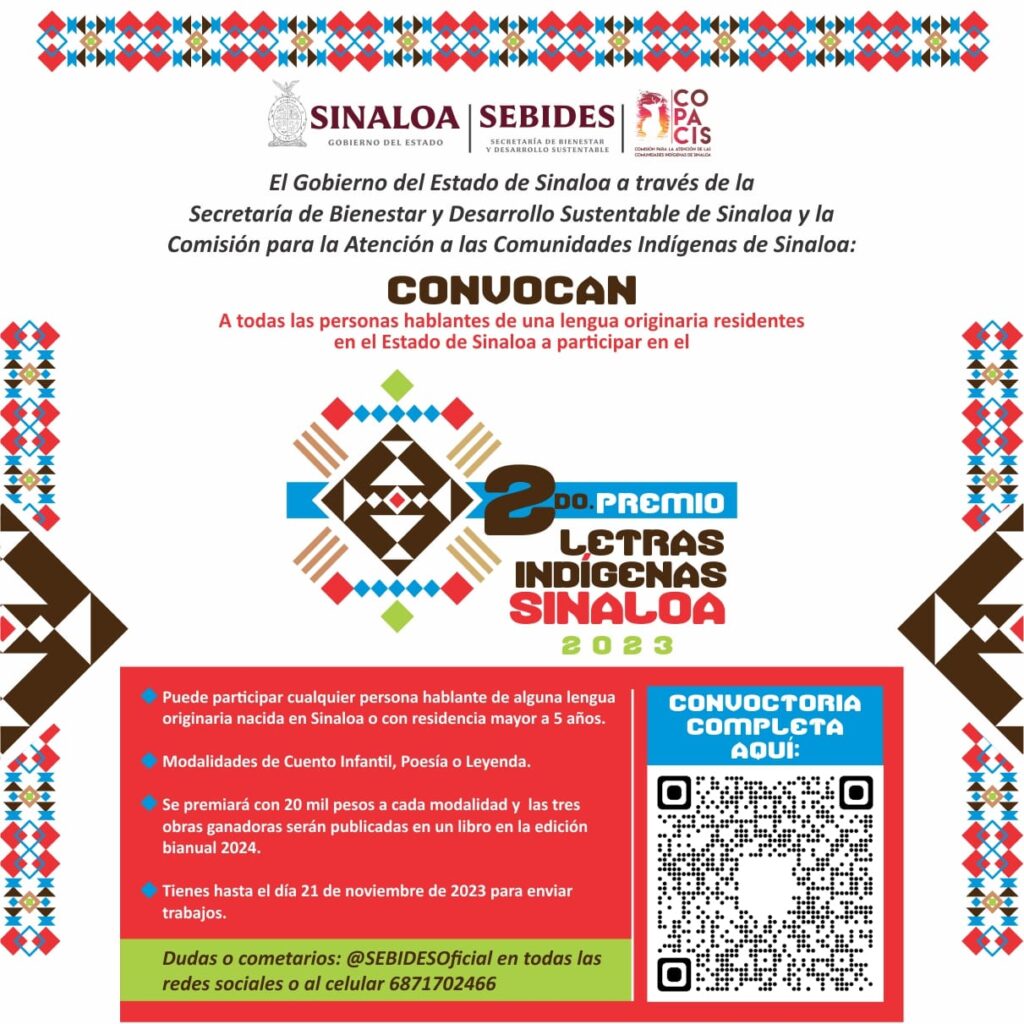 Convocatoria del concurso “Letras Indígenas Sinaloa 2023”