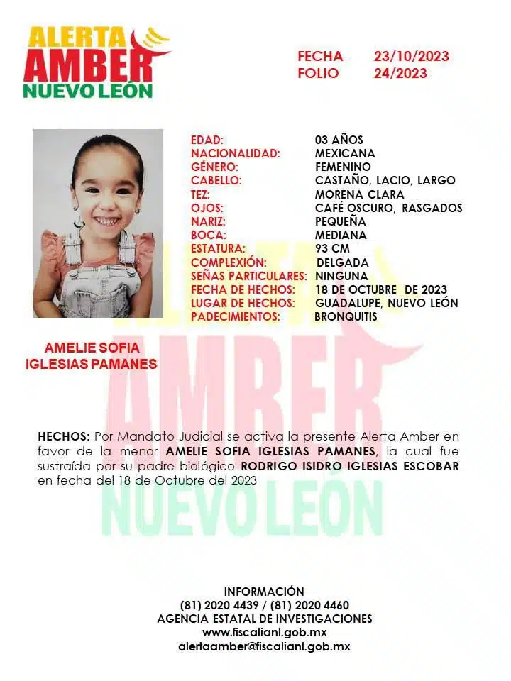 Desaparece niña de 3 años en Nuevo León 