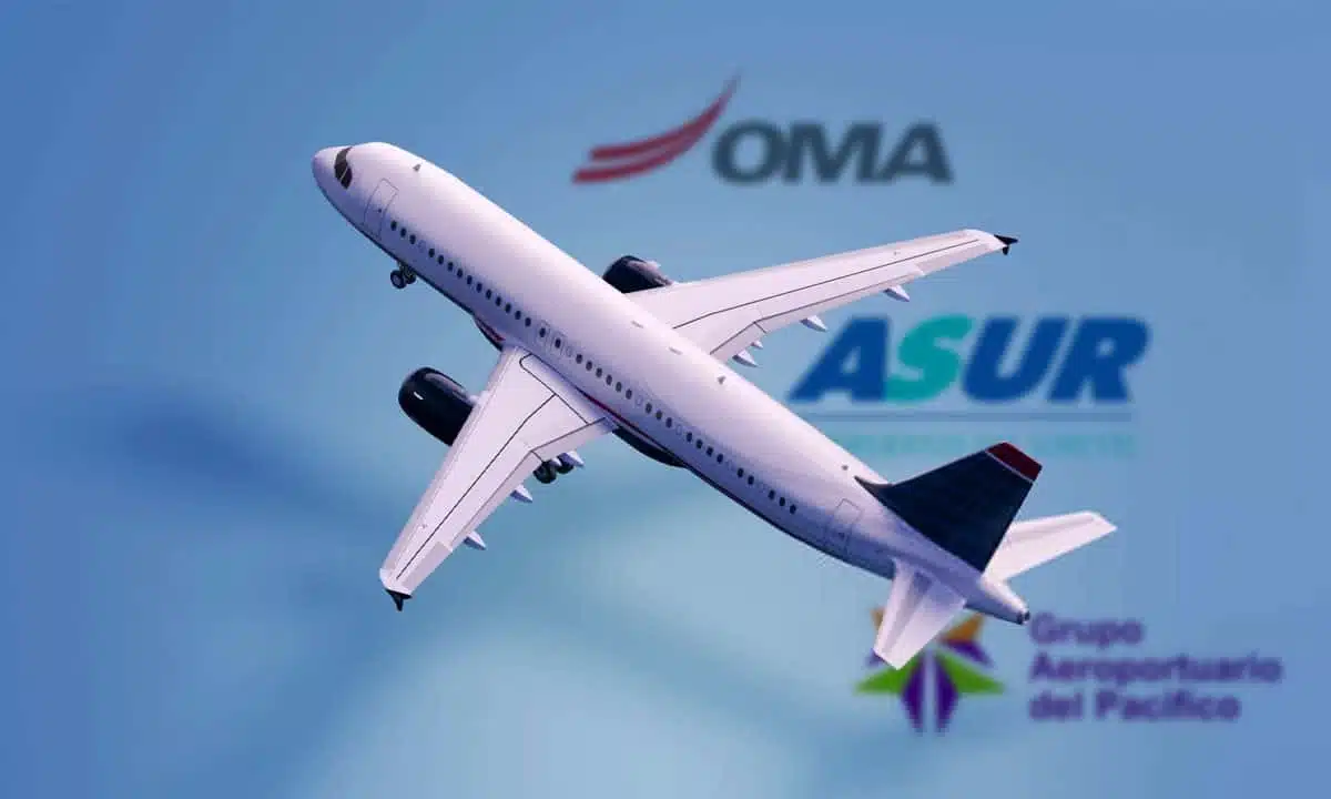 Un avión volando con logotipos de empresas