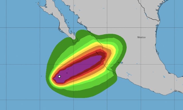 Trayectoria de la tormenta tropical Lidia en el océano Pacífico