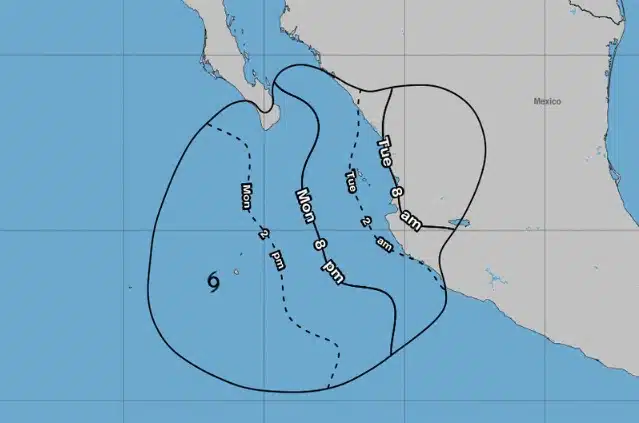 Trayectoria de la tormenta tropical Lidia en el océano Pacífico