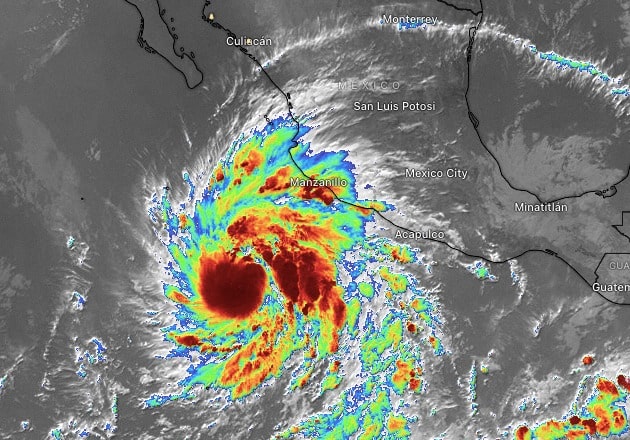 Mapa en el que se muestra la ubicación de la tormenta tropical y próximo huracán Norma en el océano Pacífico