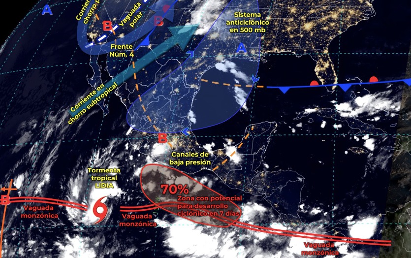 Mapa del Servicio Meteorológico Nacional con sistemas activos